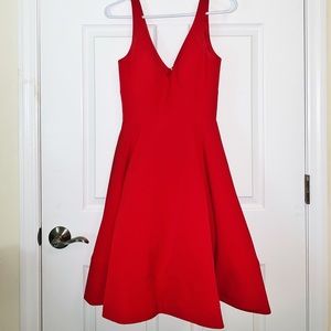 XSCAPE Red V Neck-A Lines Dress